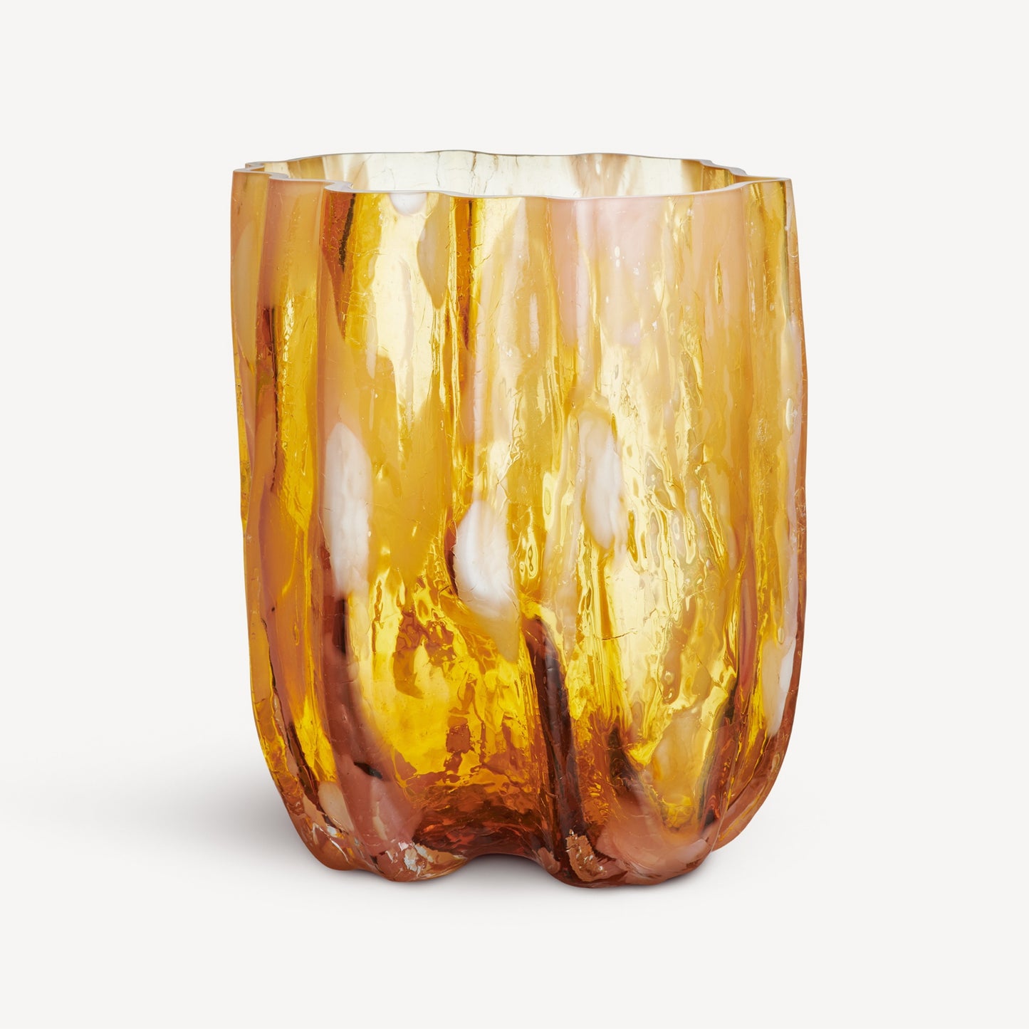 Crackle Vase in Pink and Amber