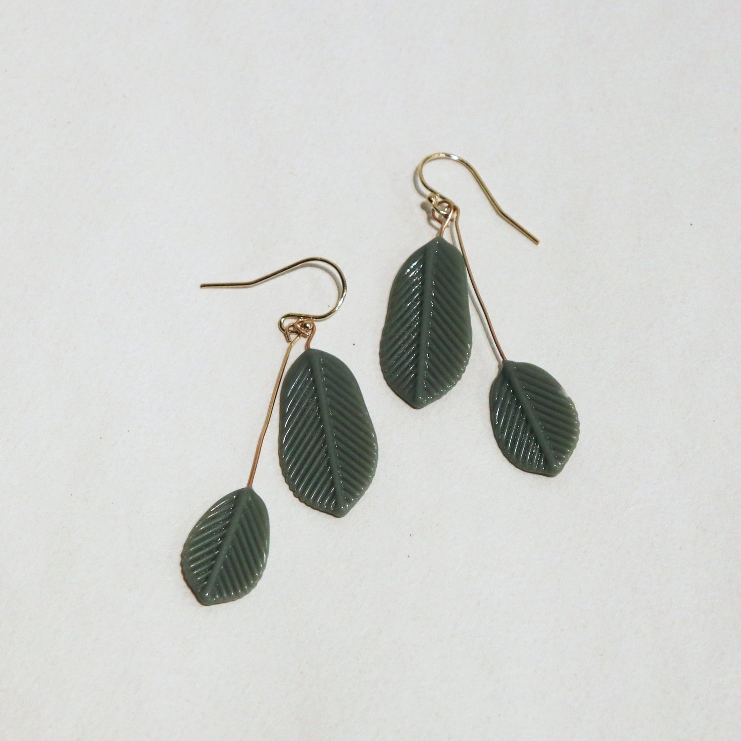 Double Feather Earrings in Gold