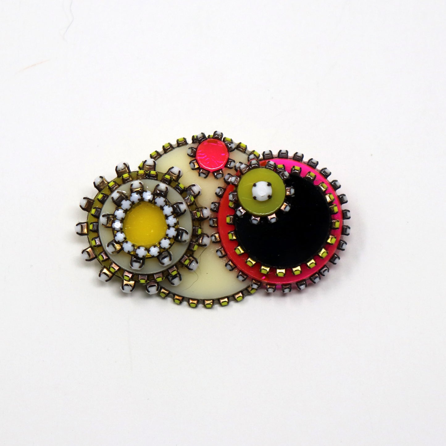 Eight Piece Acrylic and Rhinestone Brooch