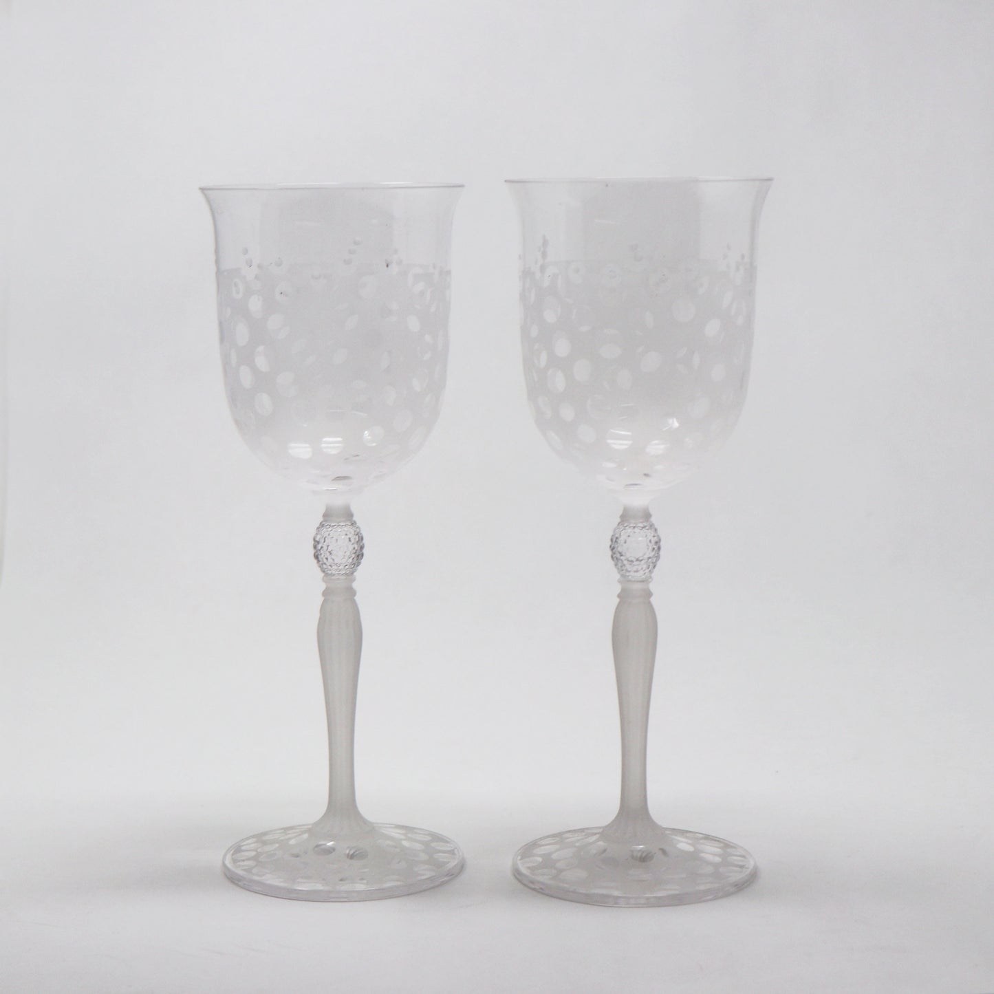 Clear Polka Dot Schott Crystal Goblets (Pair)