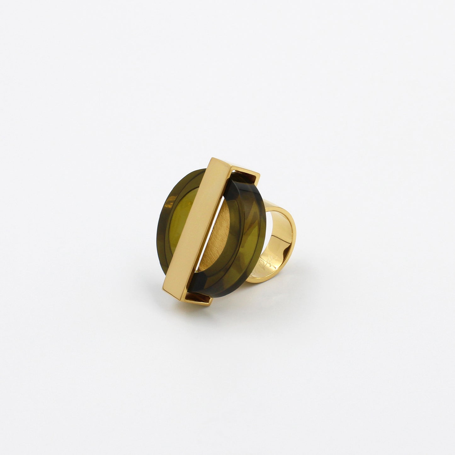Olive Green and Gold Ring