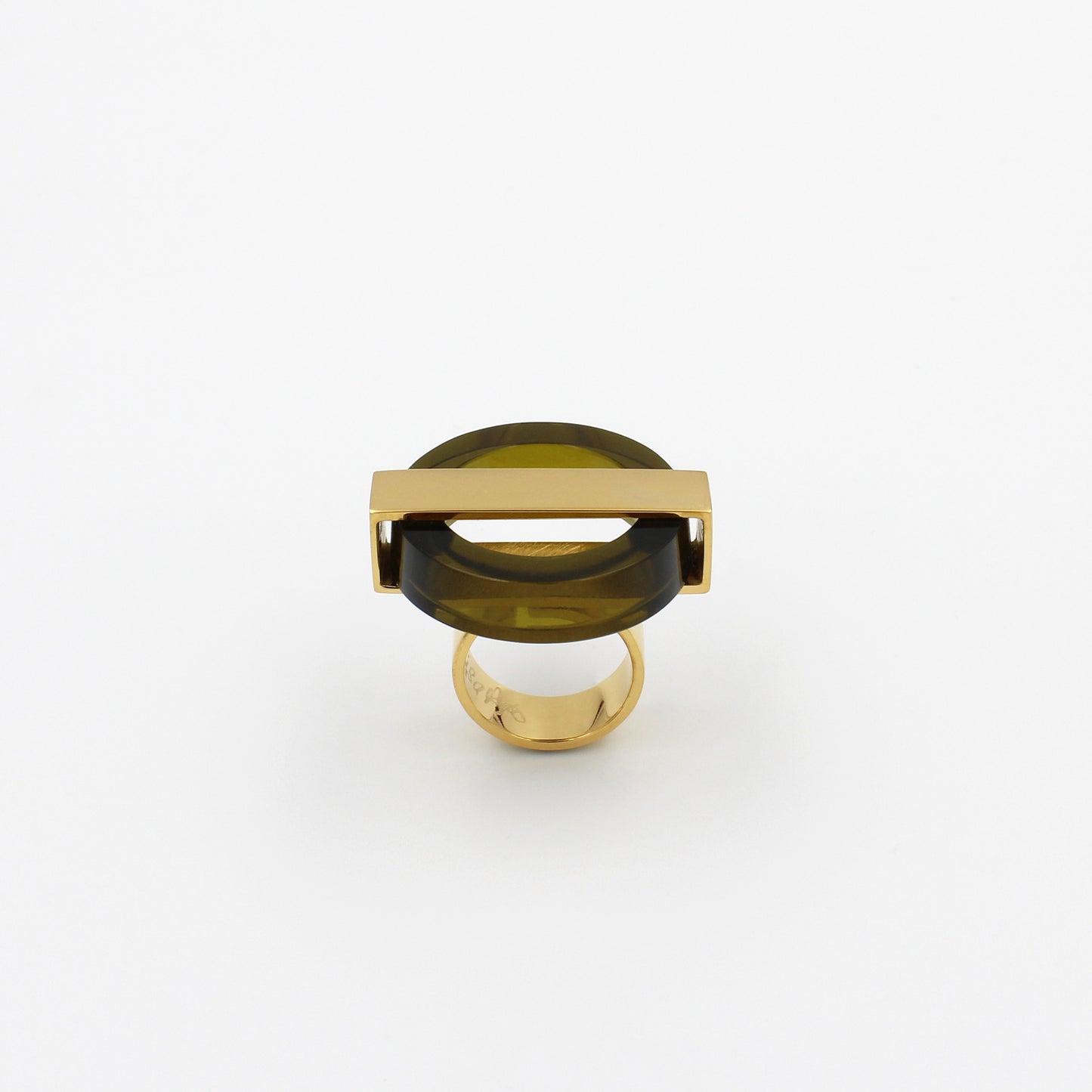 Olive Green and Gold Ring