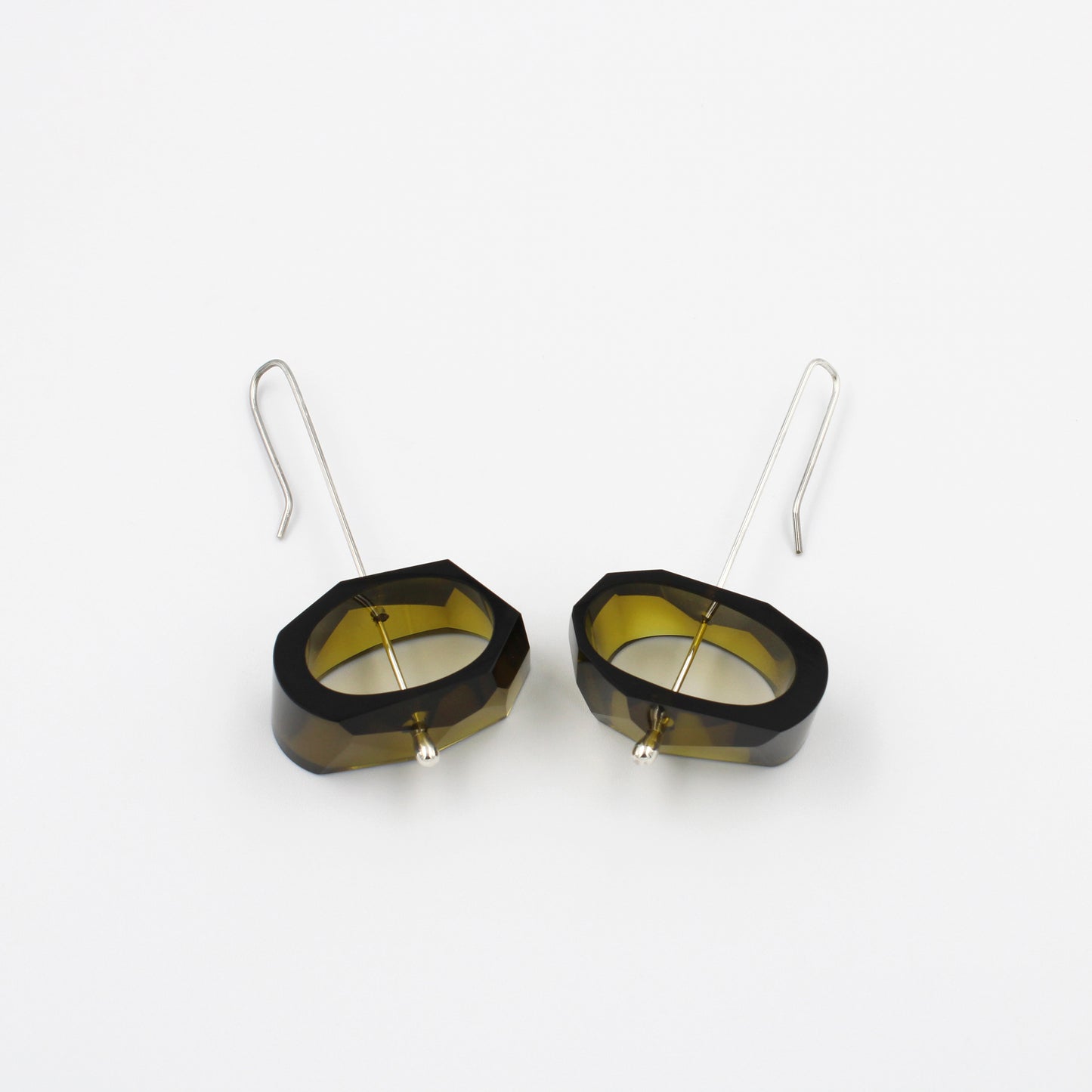 Olive Brown and Sterling Silver Earrings