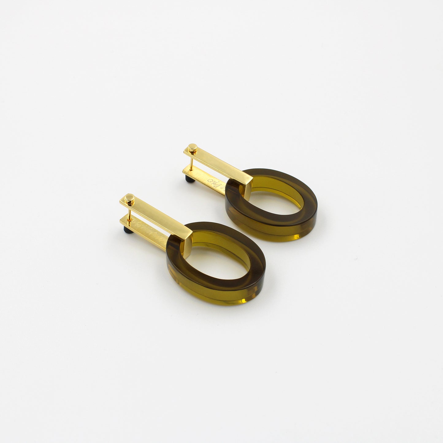 Olive Green and Gold Earrings