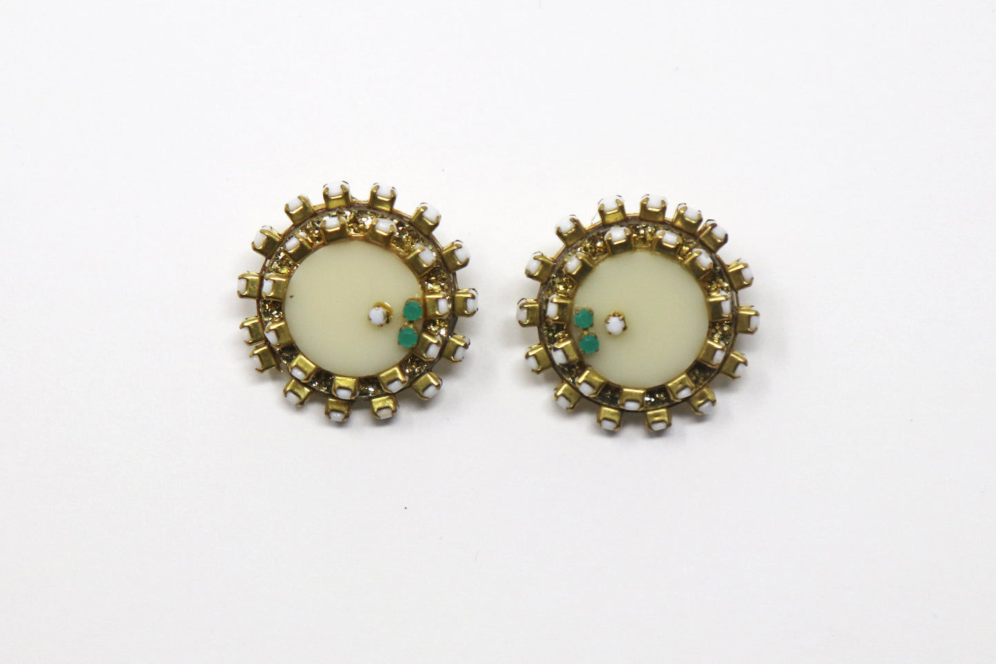 Two Piece Acrylic and Rhinestone Circle Earrings
