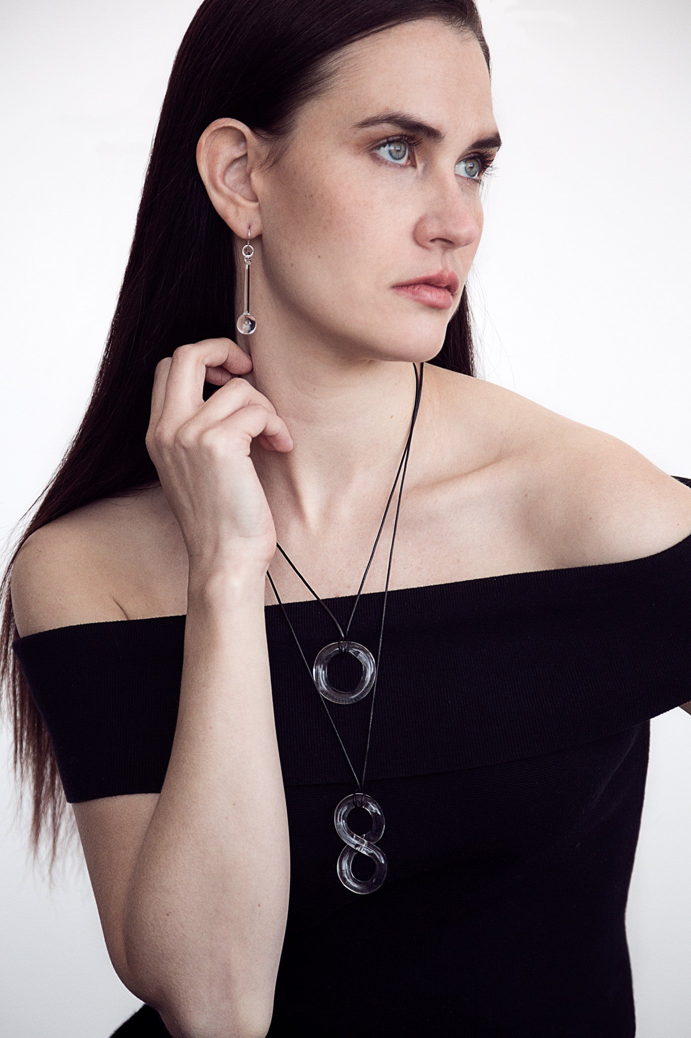 Circle Pendant Necklace on Leather Cord