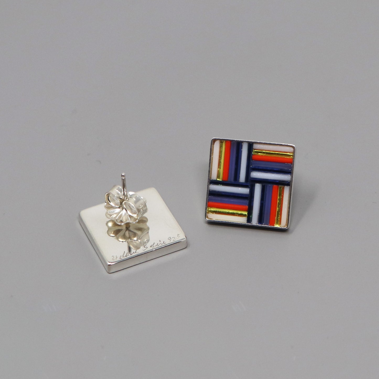Four Square Woven Design Earrings