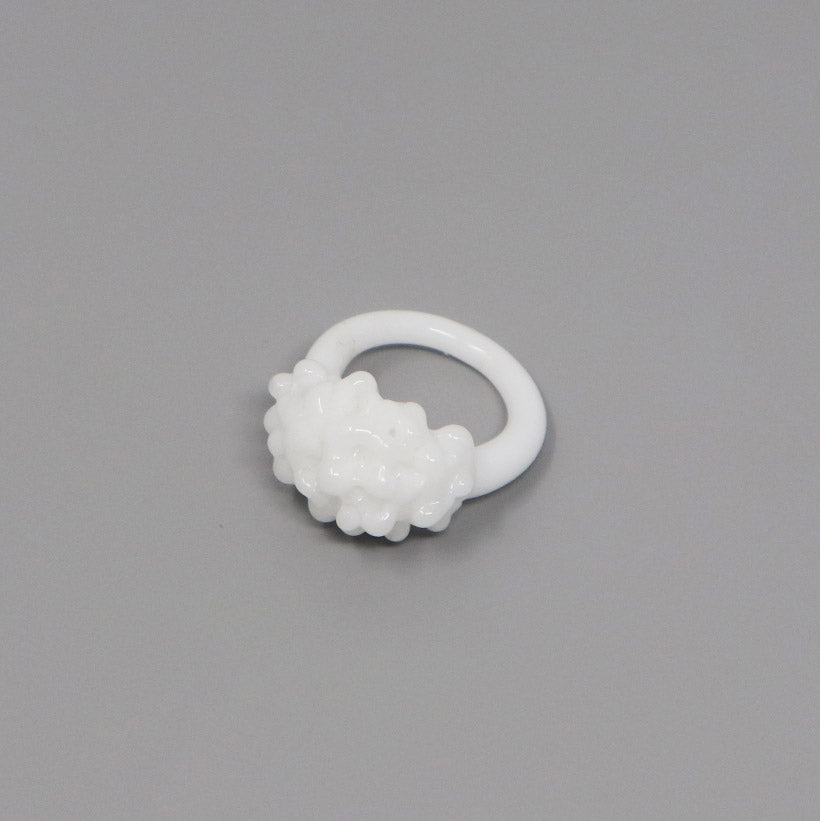 Opaque Pastel Glass Cluster Ring - White