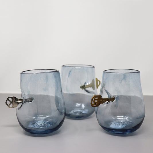 Stemless Key Wineglasses