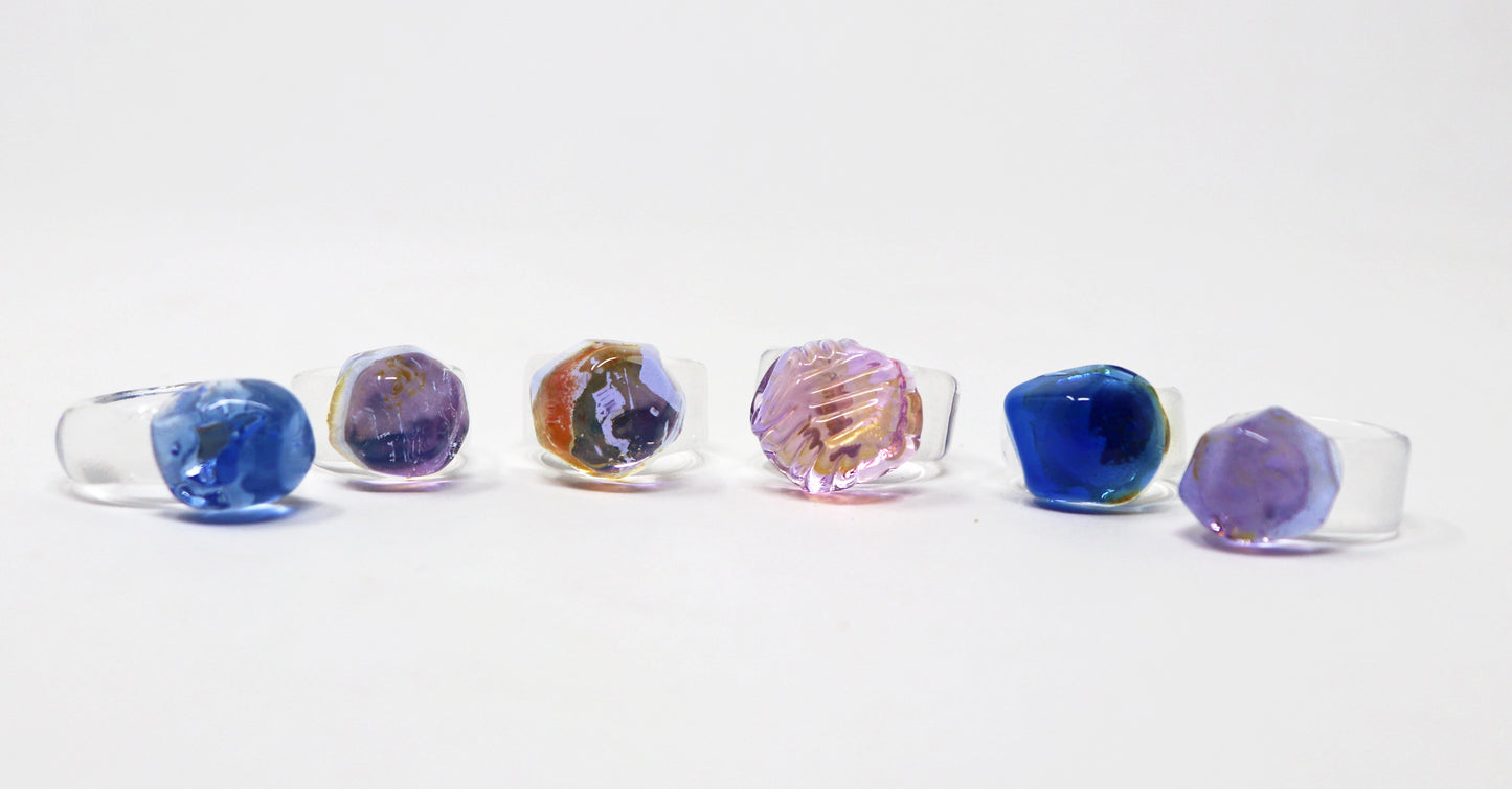 Geometric Glass Ring with Silver Inclusion