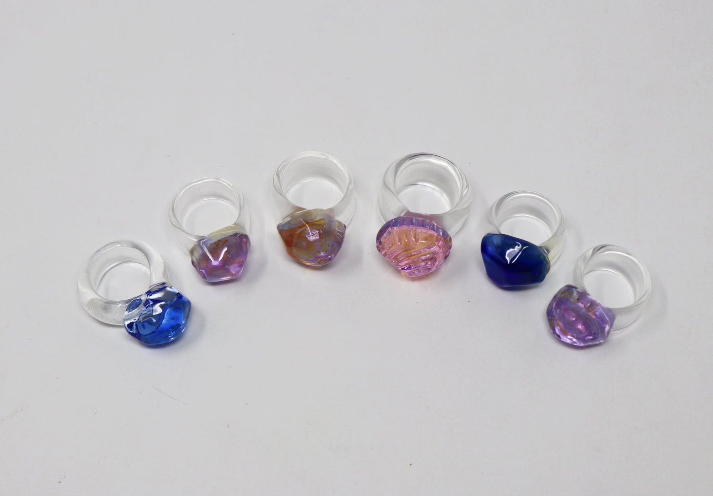 Geometric Glass Ring with Silver Inclusion