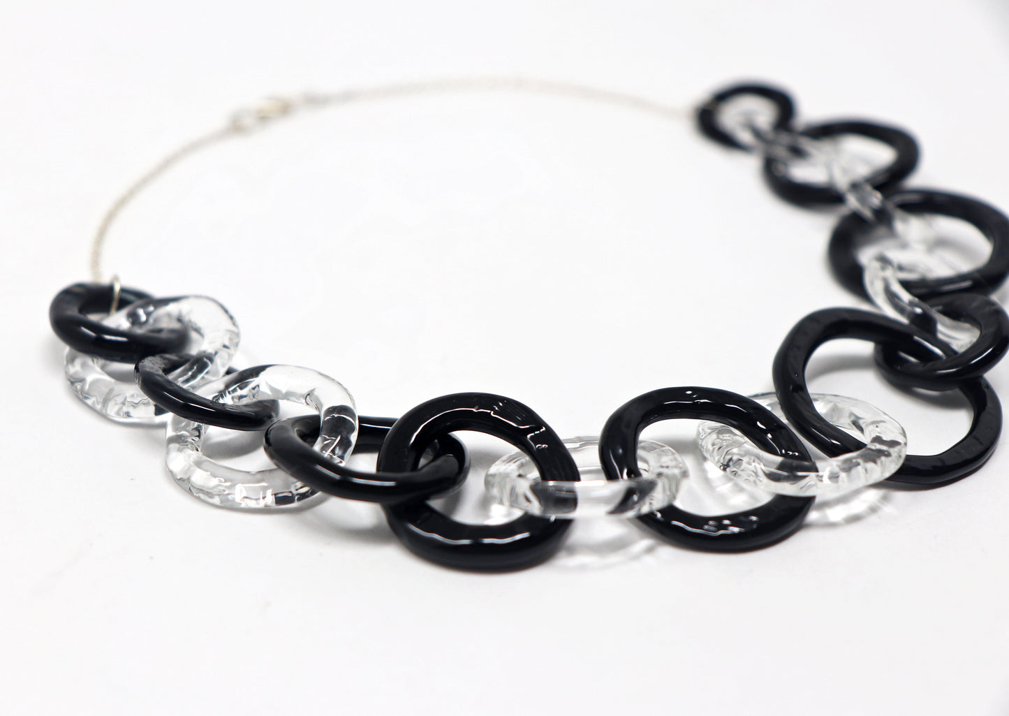 Black and Clear Statement Chain Necklace