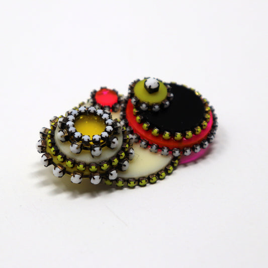 Eight Piece Acrylic and Rhinestone Brooch