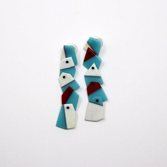 Five Piece Carved Post Earrings