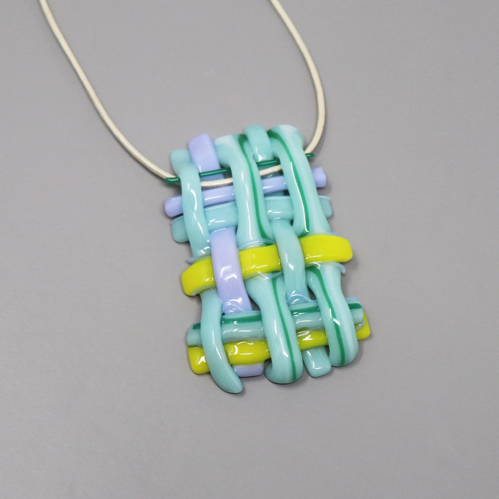 Small Woven Necklace in Lavender, Mint, and Yellow