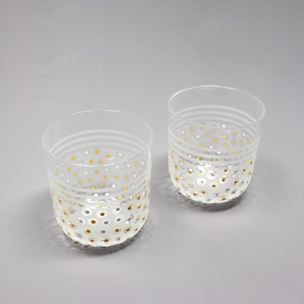 Pair of Yellow & White Painted Tumblers