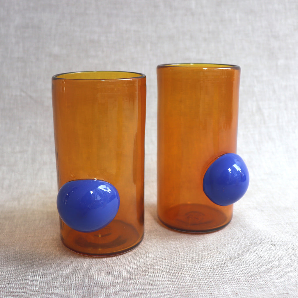Tall Bubble Tumbler in Whiskey with Blue Bubble