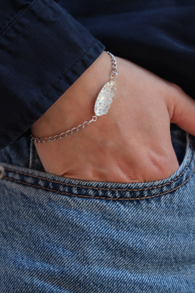 Oval Bracelet with Clear Glass