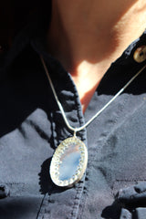 Circular Necklace with Clear Glass Border