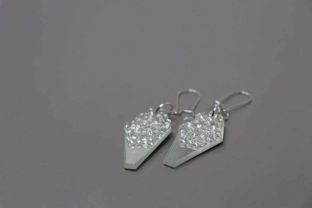 Coffin Dangle Earrings with Clear Glass
