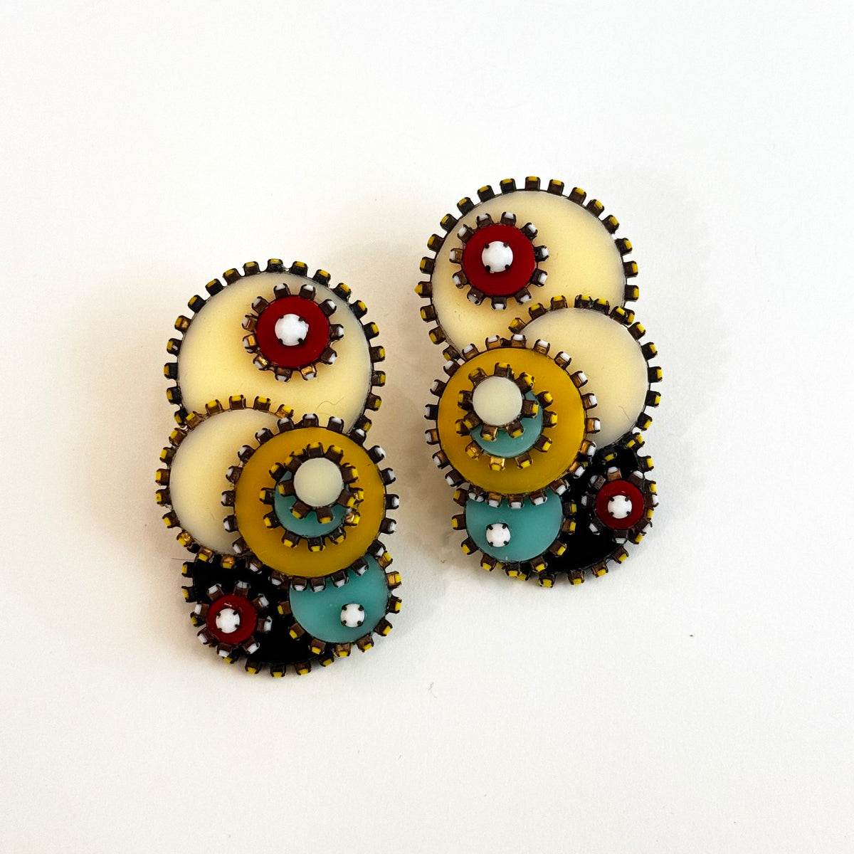 8 Piece Rhinestone and Acrylic Circle Earrings