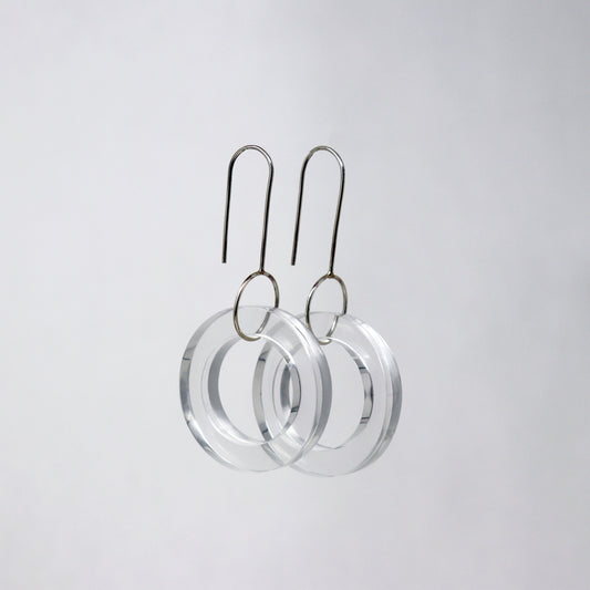 Clear Round Drop Earrings