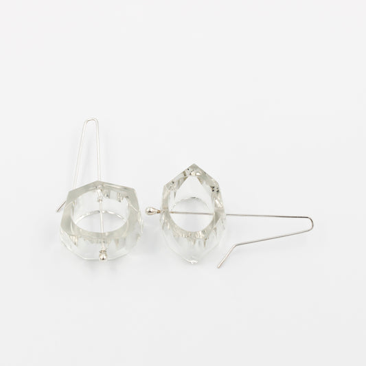 Clear and Sterling Silver Earrings