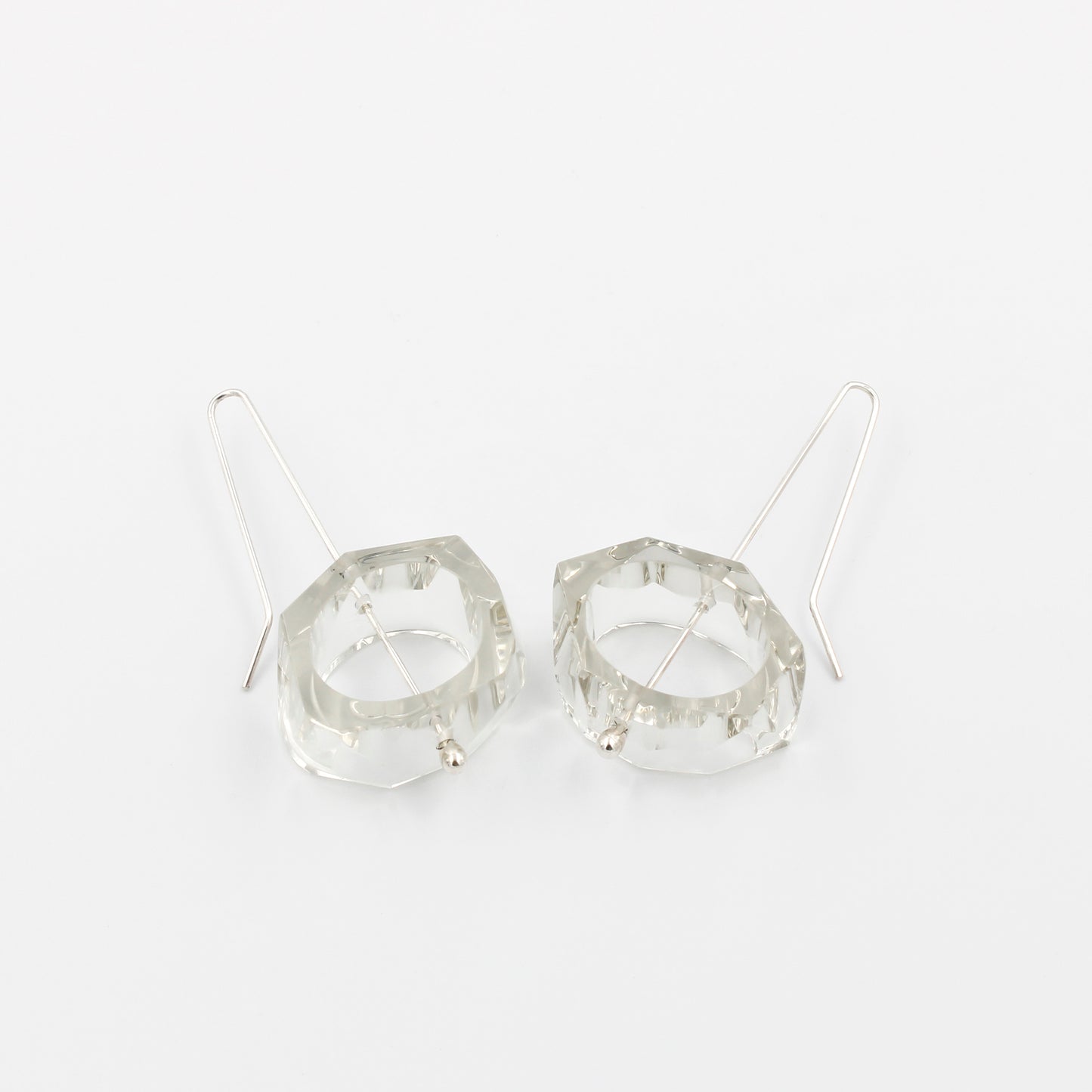 Clear and Sterling Silver Earrings
