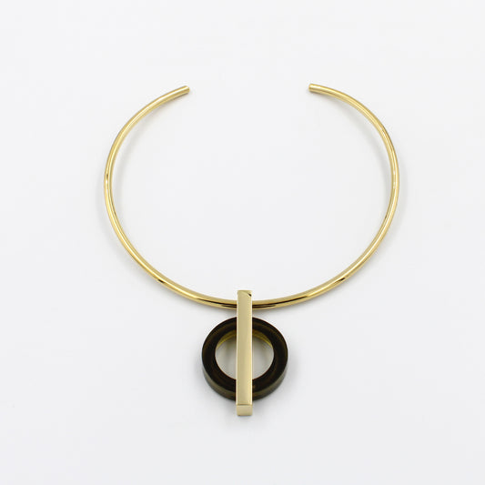 Olive Green and Gold Collar Necklace