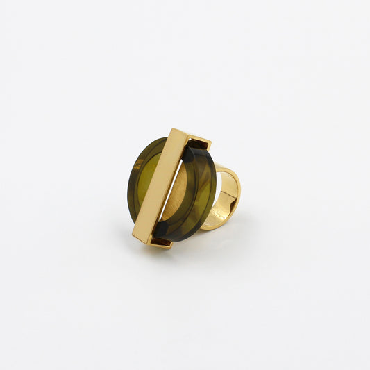 Olive Green and Gold Ring