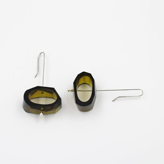 Olive Brown and Sterling Silver Earrings