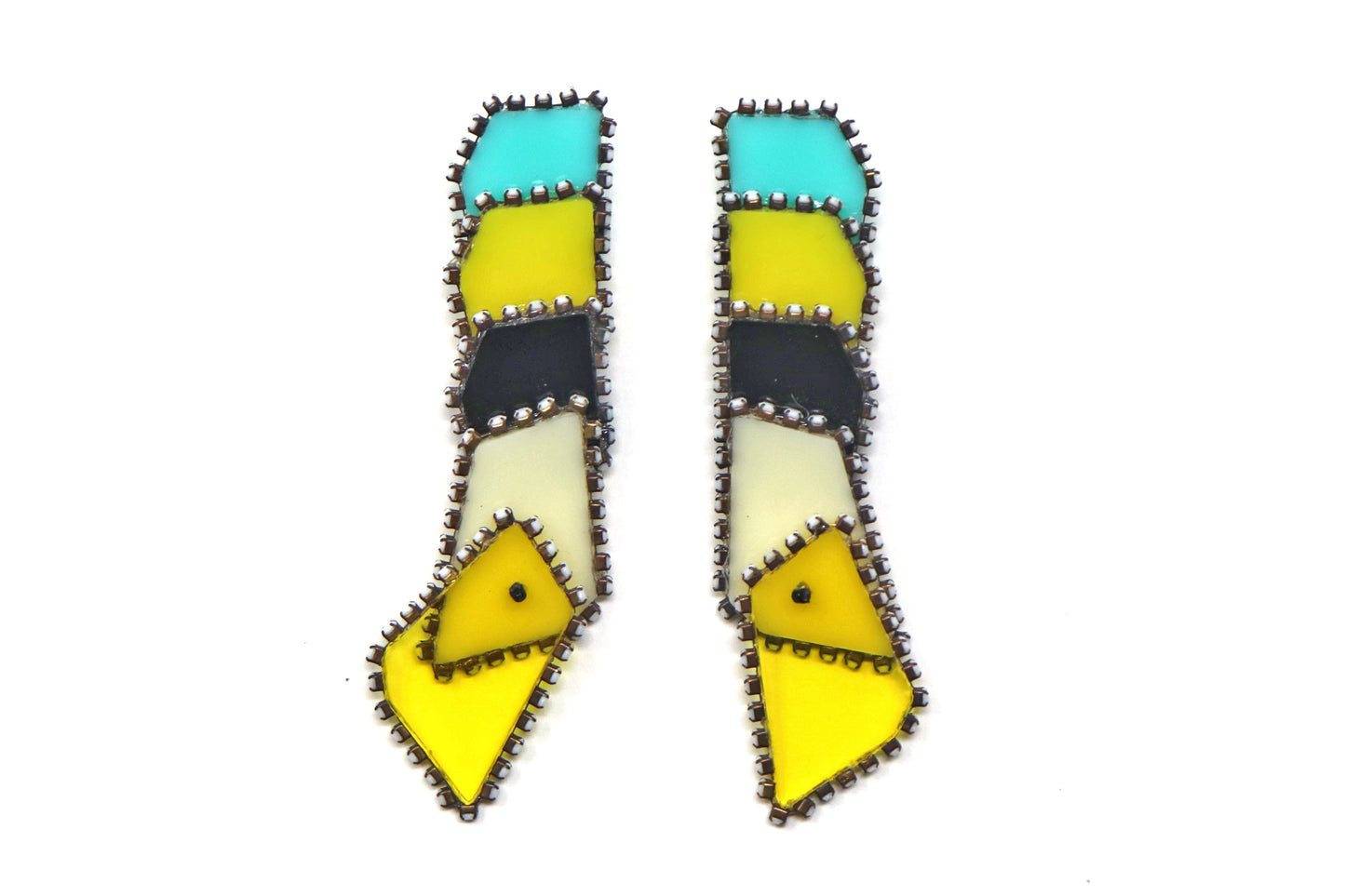 Five Piece Acrylic and Rhinestone Square Earrings