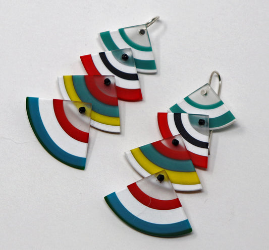 Four Piece Carved Drop Earrings