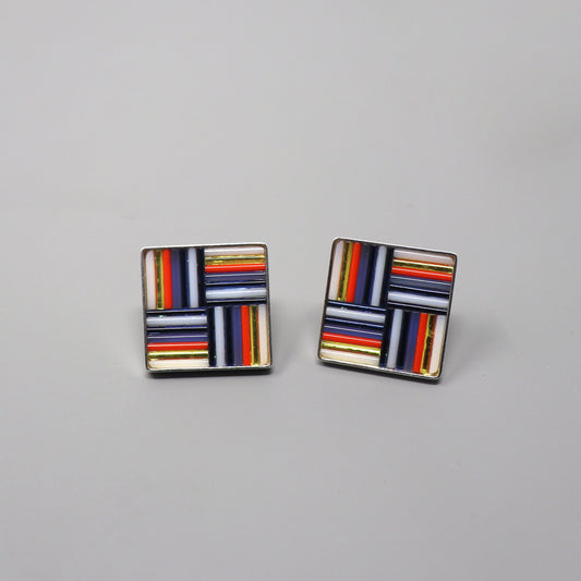 Four Square Woven Design Earrings