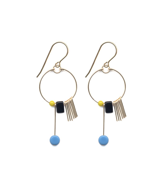 Blue tablet hoop earrings