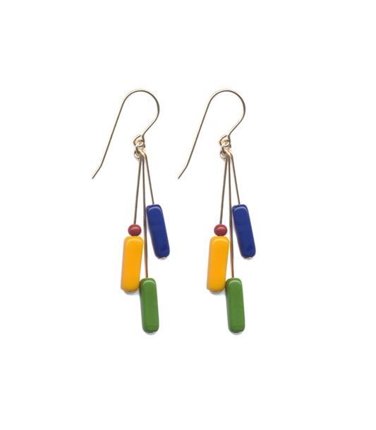 Bright cylinder cluster earrings