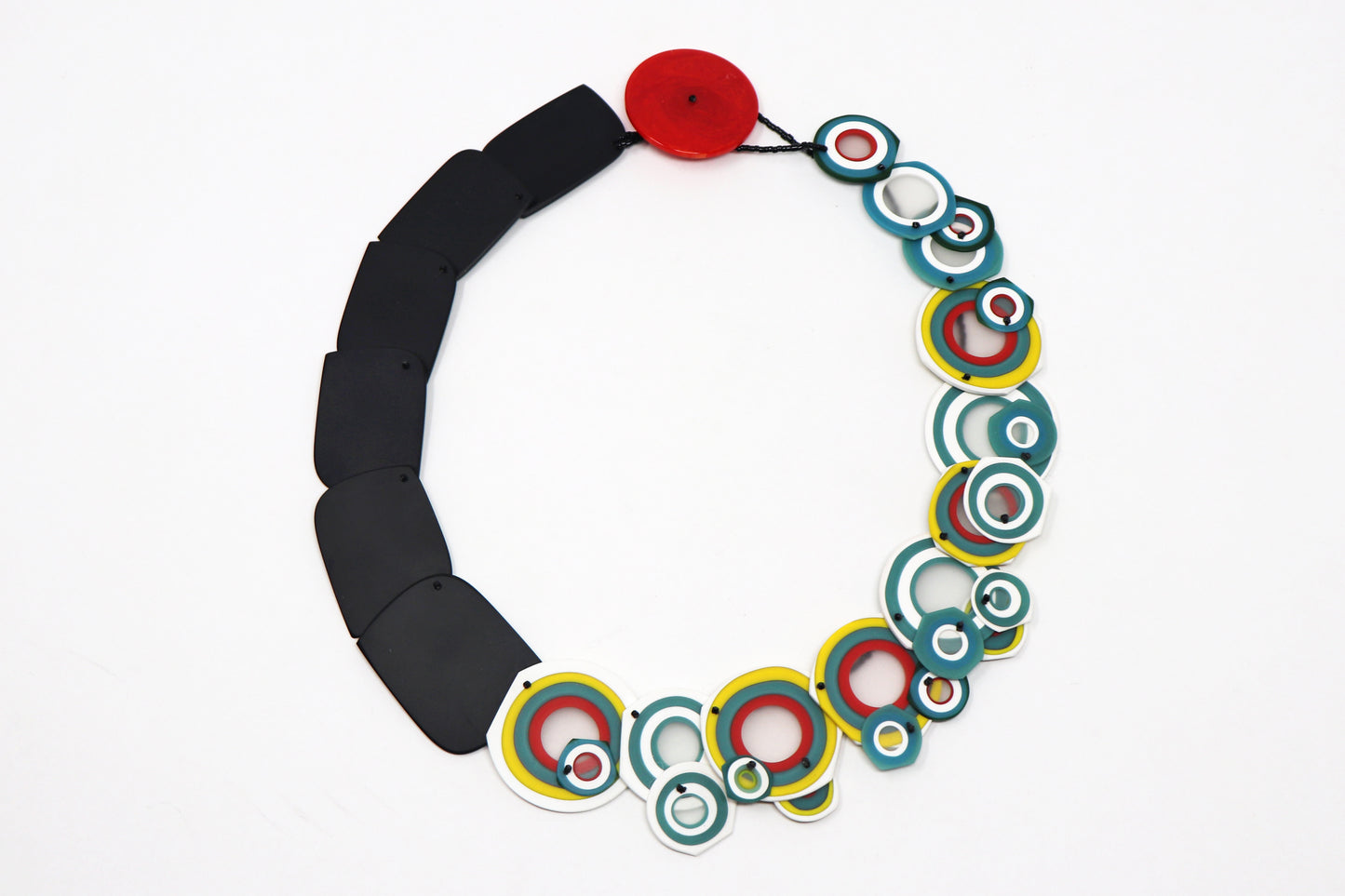 Carved and Beaded Glass Statement Necklace