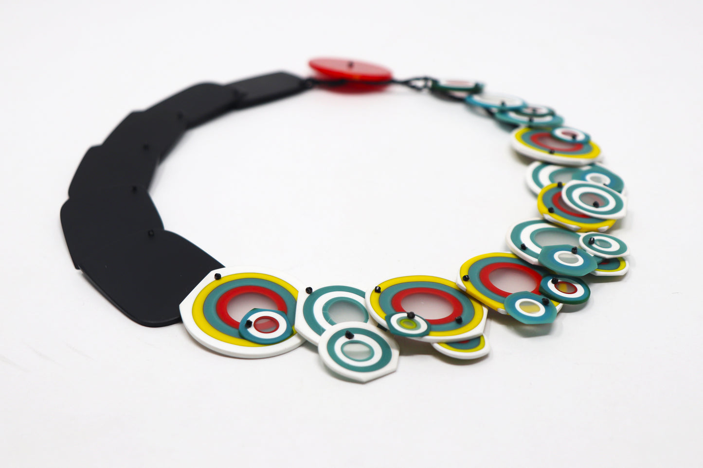 Carved and Beaded Glass Statement Necklace