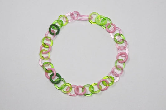 Mini Chain Necklace in Pink and Green