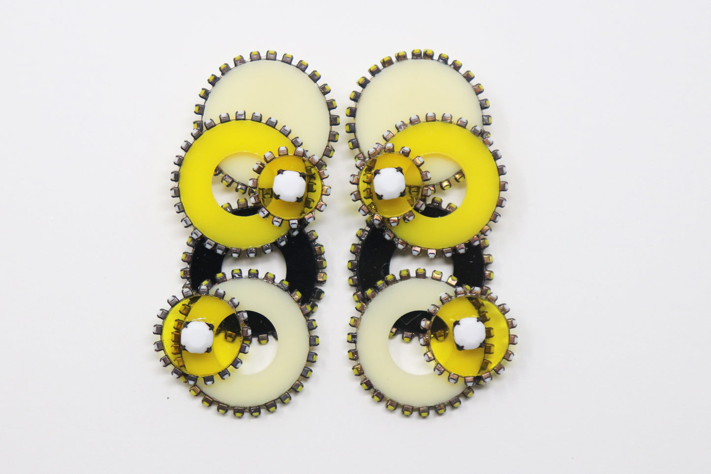 Six Piece Acrylic and Rhinestone Earrings