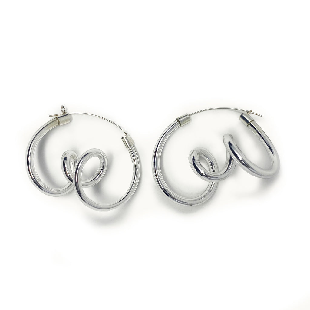 Pop Ringlet Earrings Silver