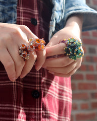 Green and Maroon Coral Garden Ring