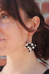Black and White Droplet Earrings
