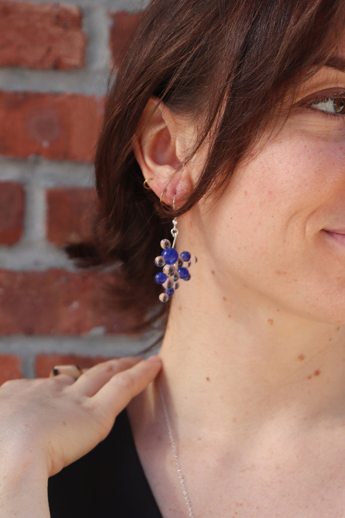 Sapphire and Clear Droplet Earrings