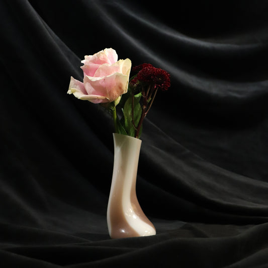 Mauve and White Bud Vase