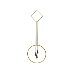 Geometric Wall Hanging with Green Droplets