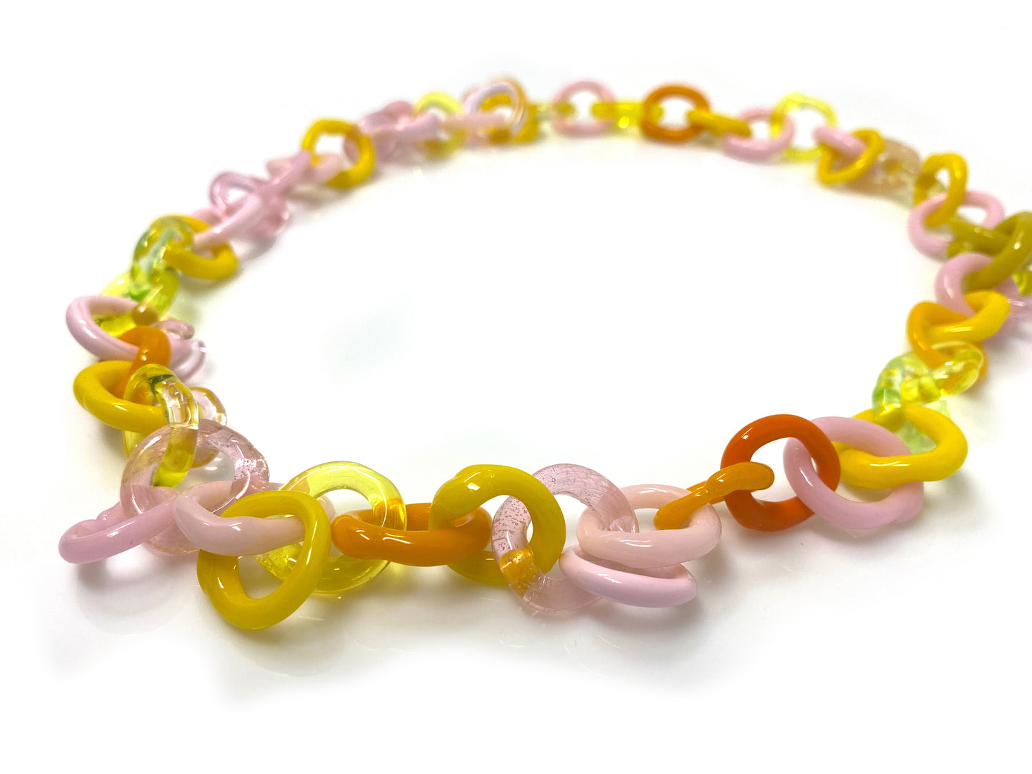 Long Chain Necklace in Yellow/Pink