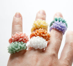 Opaque Pastel Glass Cluster Ring - Mint