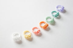Opaque Pastel Glass Cluster Ring - White