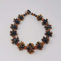 Grey and Amber Anemone Necklace